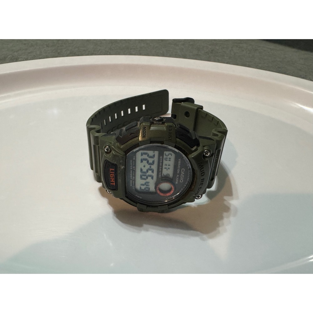 Casio Mud Resist Vibration Alarm Digital Watch W735H-3AV – Green – 100M WR‎